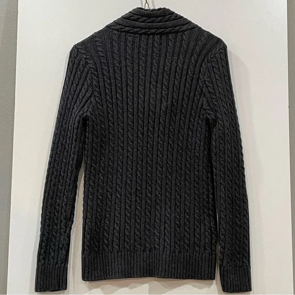 Gray Cable Knit Pullover Sweater, Jeanne Pierre, Size S